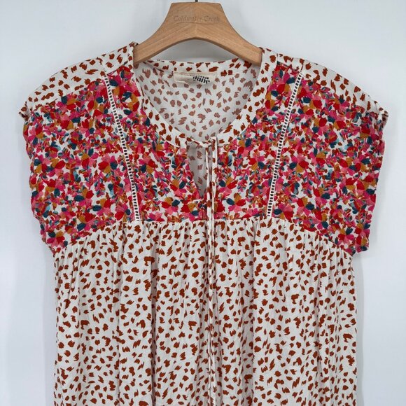 Savanna Jane Womens embroidered Animal Print Rayon Blouse Tassels size medium - Picture 7 of 12